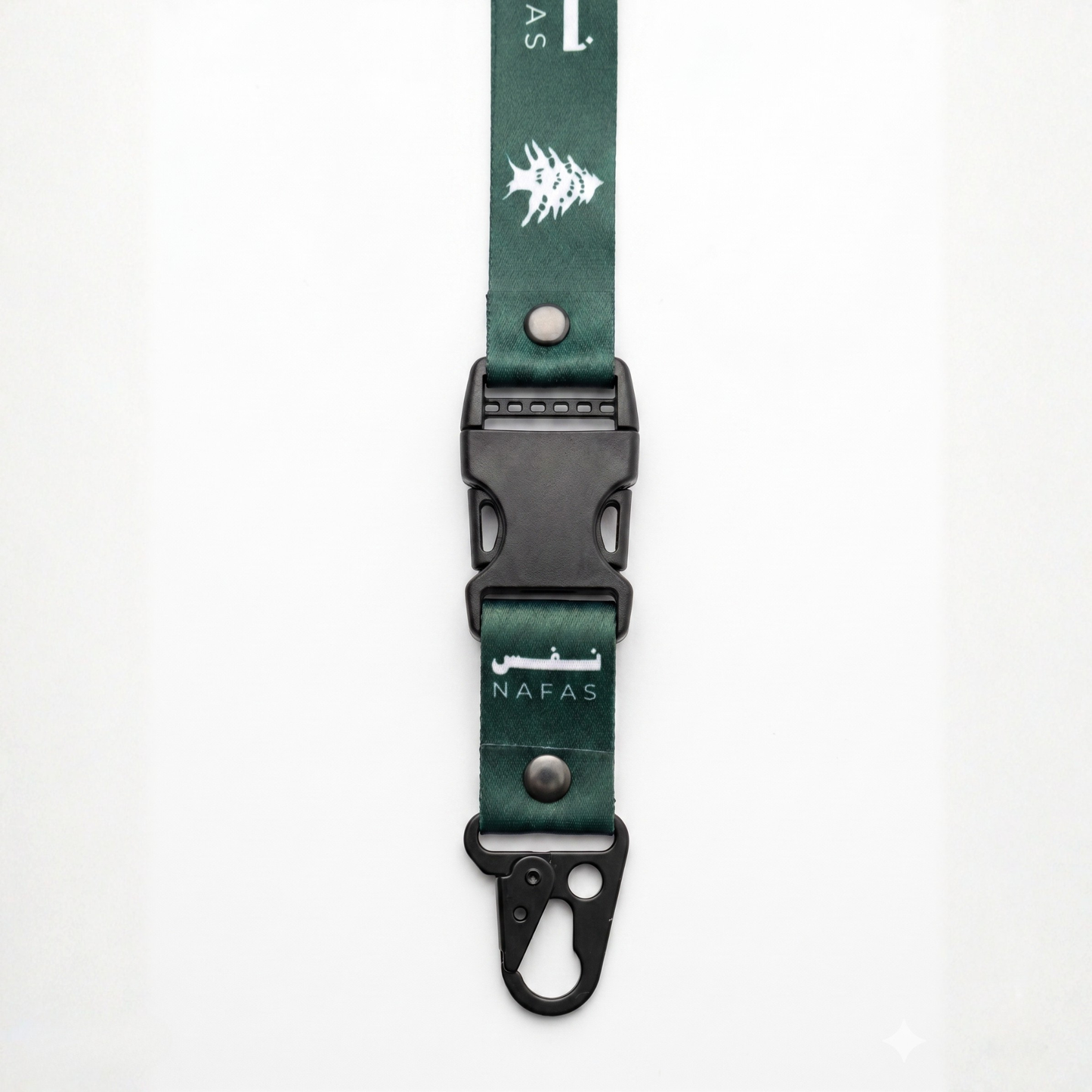 Detachable metal clip on Lebanese cedar lanyard