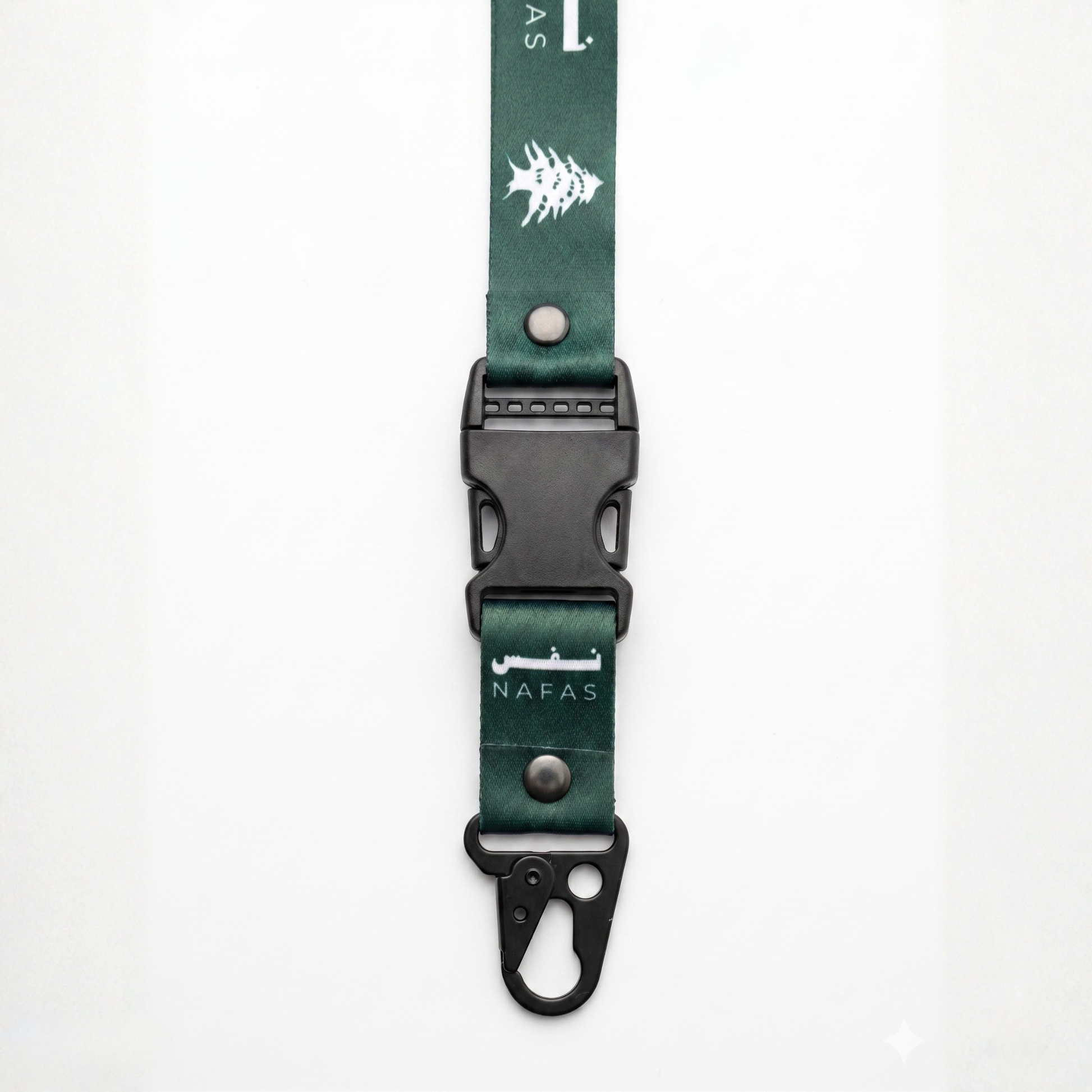 Detachable metal clip on Lebanese cedar lanyard