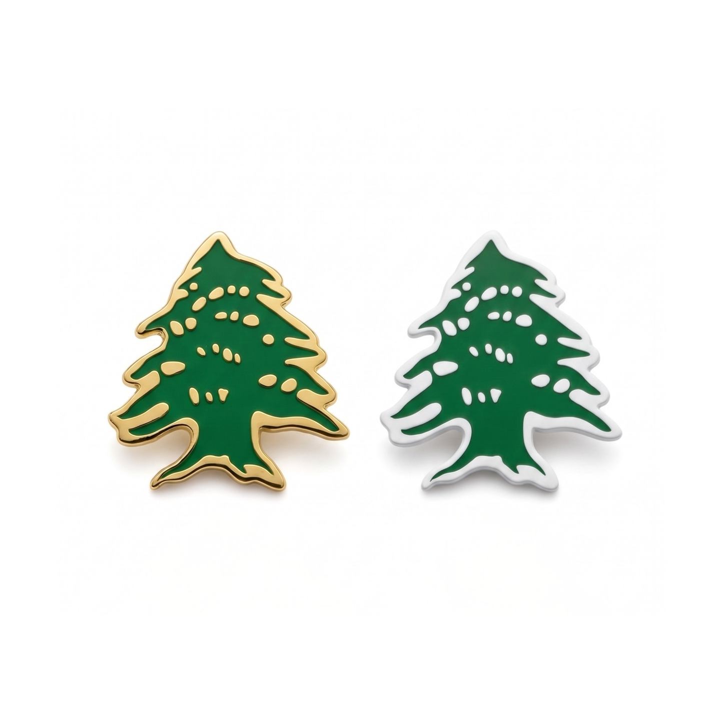 Cedar of Lebanon enamel lapel pins in green and gold, Nafas
