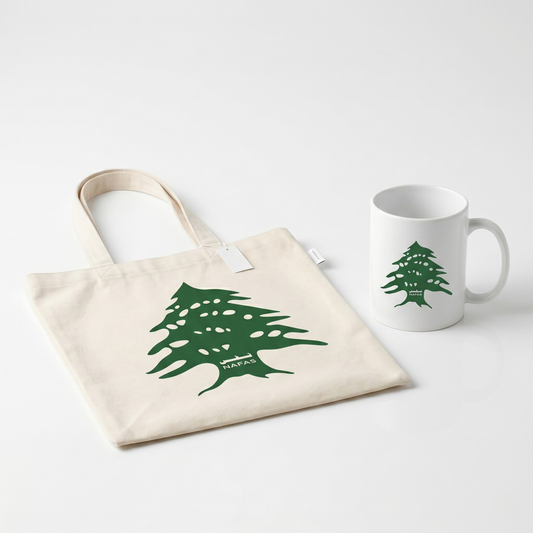 Lebanese Cedar Gift Set (Cotton Tote + Ceramic Mug)