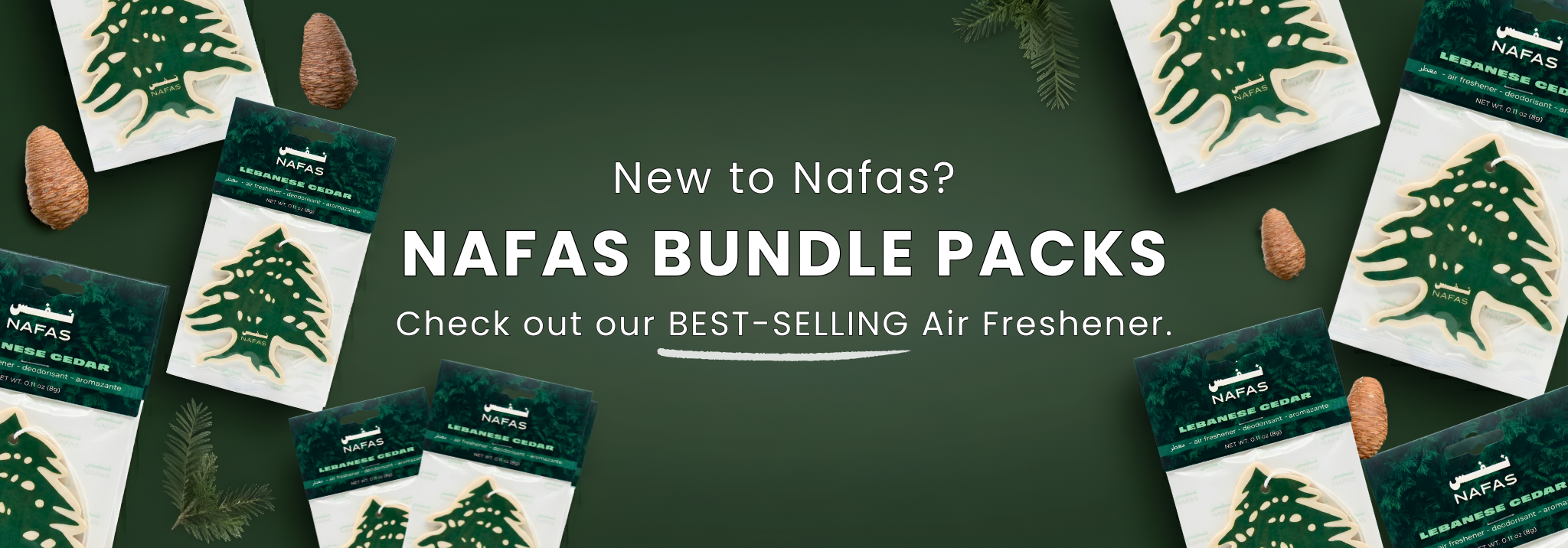 Nafas Lebanese Cedar air freshener bundle packs — best-selling natural cedarwood car freshener Lebanon