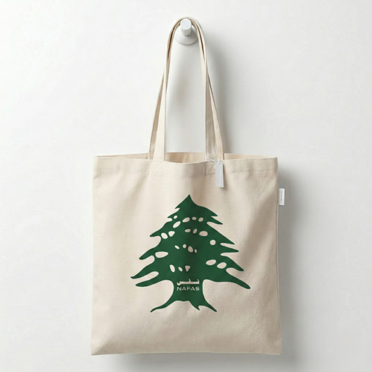 Nafas Lebanese Cedar cotton tote bag front view